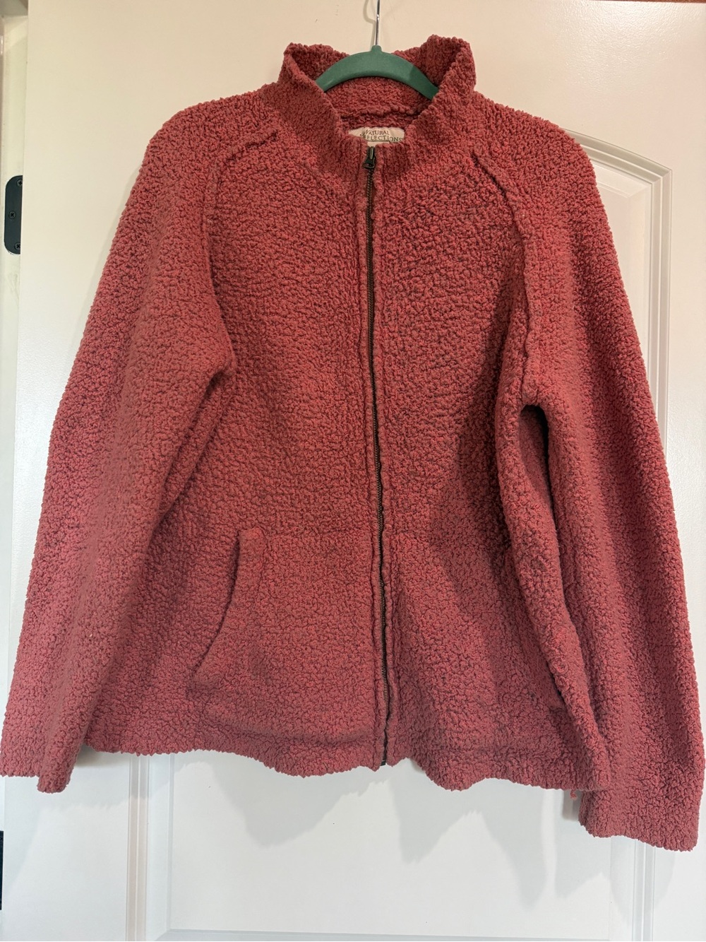 Natural Reflections Dusty Rose/Coral Teddy Zip-Up Jacket. XL